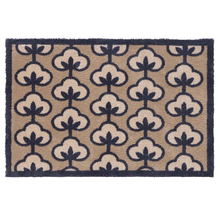 Retro Flower Neutral Doormat- 100% recycled cotton doormat featuring a retro floral pattern.