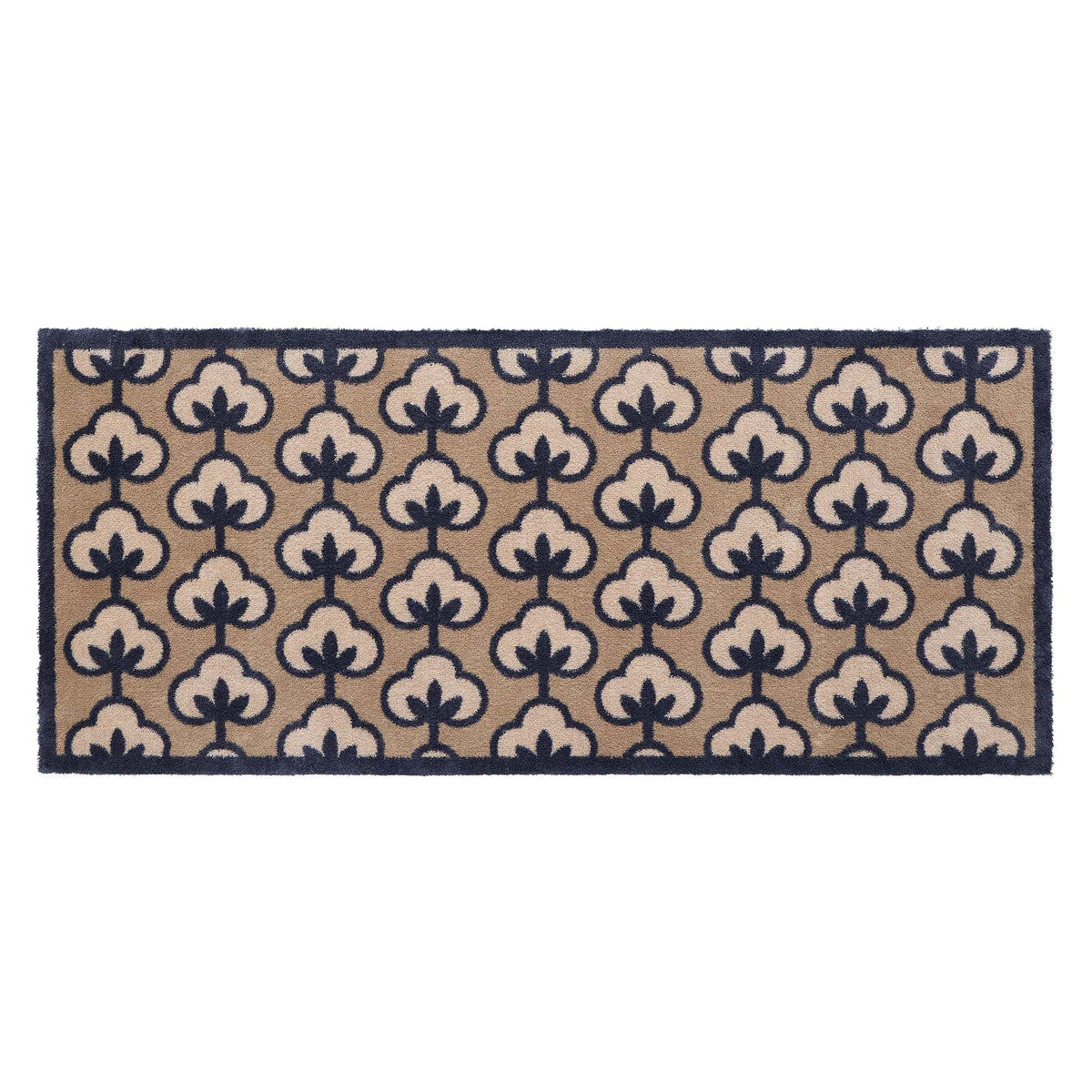 Retro Flower Neutral Runner- 100% recycled cotton runner featuring a retro floral pattern.