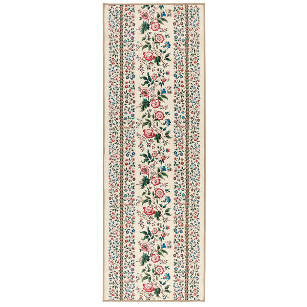 Sanderson By Highgrove x Hug Rug Eco-Washable Rose Pergola Chintz Runner with a floral design. 