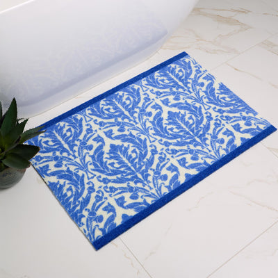 My Mat Nylon Printed Bathroom Royal Blue Damask