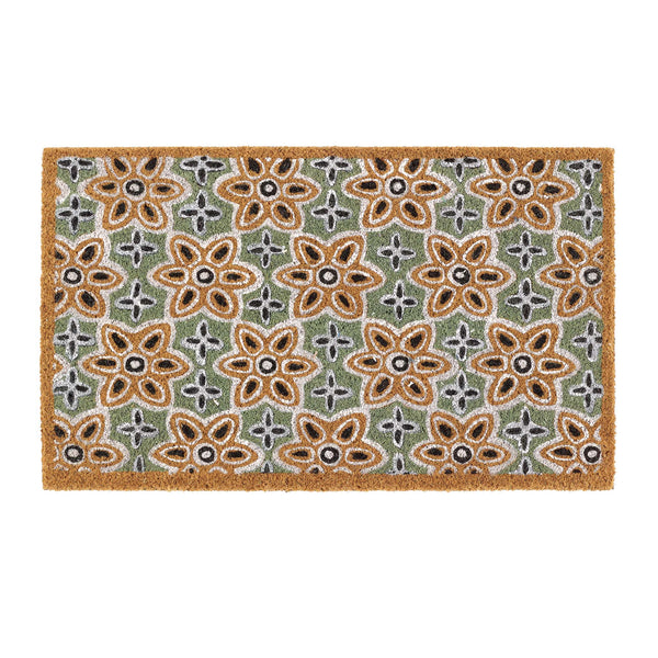 My Mat Printed Coir Sage Green Woodblock Print Doormat 45X75