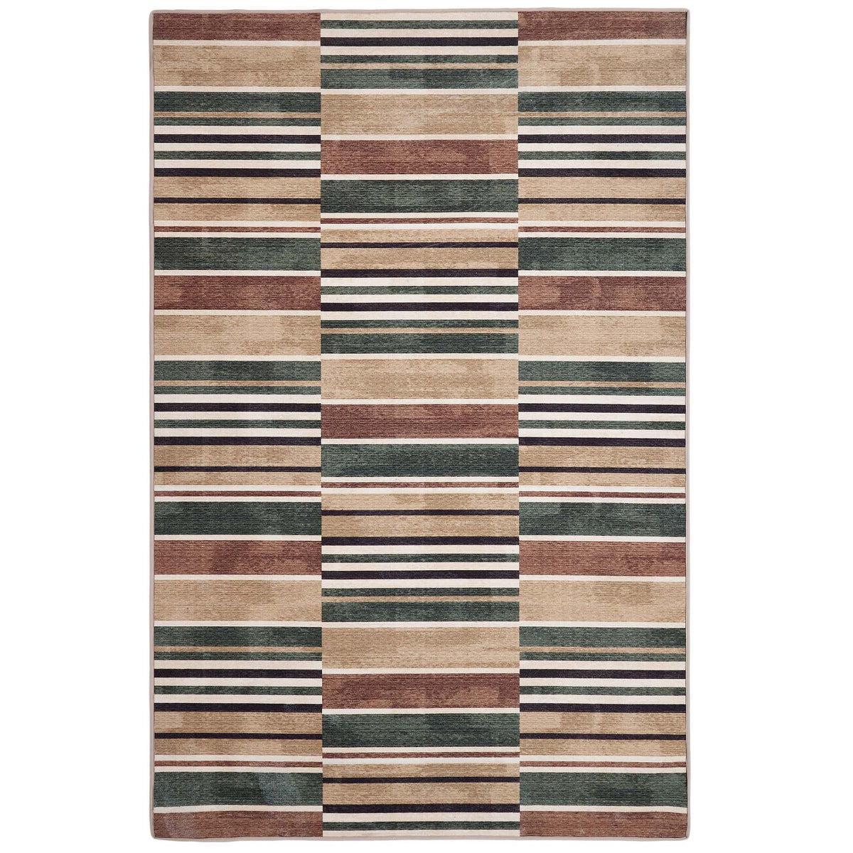 Hug Rug Eco-Washable Savanna Stripe- 100% recycled content washable rug featuring stripes. 