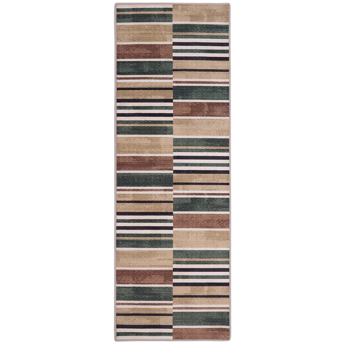Hug Rug Eco-Washable Savanna Stripe- 100% recycled content washable runner featuring stripes. 