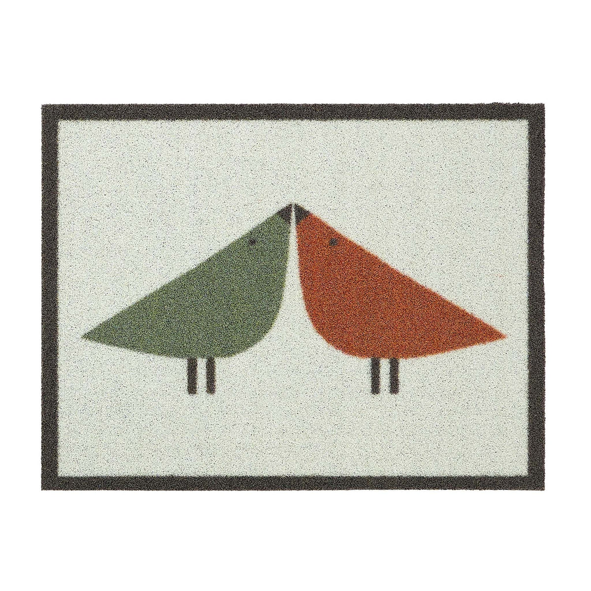Hug Rug Outdoor Lintu Rust\Green. Made from ECONYL regnerated yarn featuring two Lintu Birds.