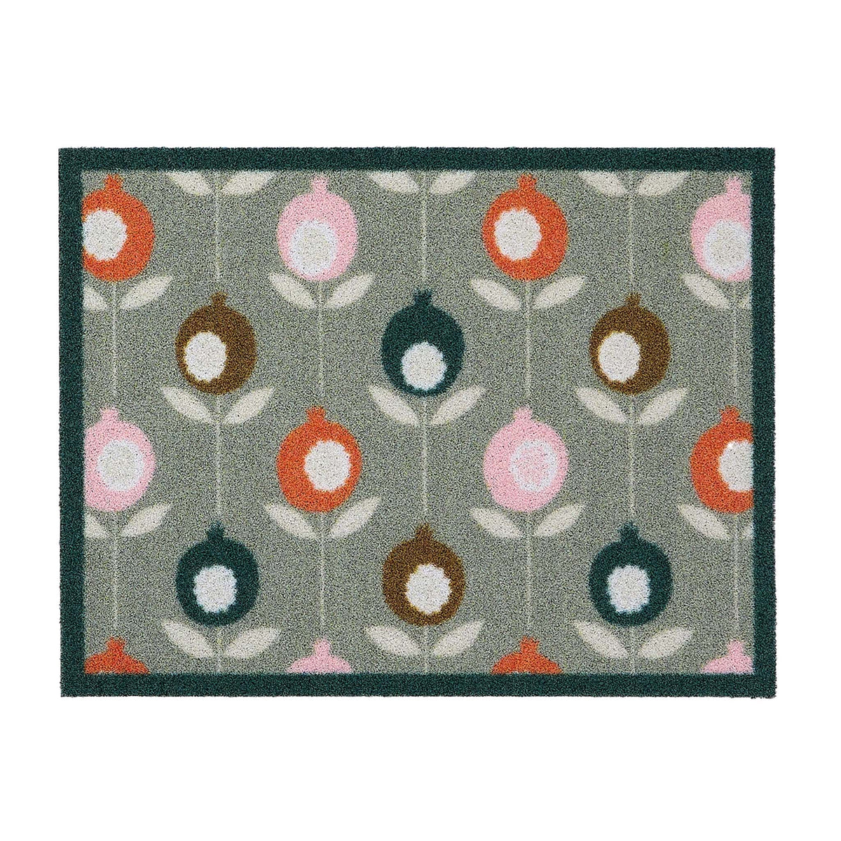 Pepino Green Outdoor Doormat. Made from ECONYL regenerated yarn featuring a floral design.
