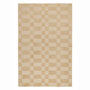 A rectangular area rug with a beige and cream checkerboard pattern, shown flat against a white background.