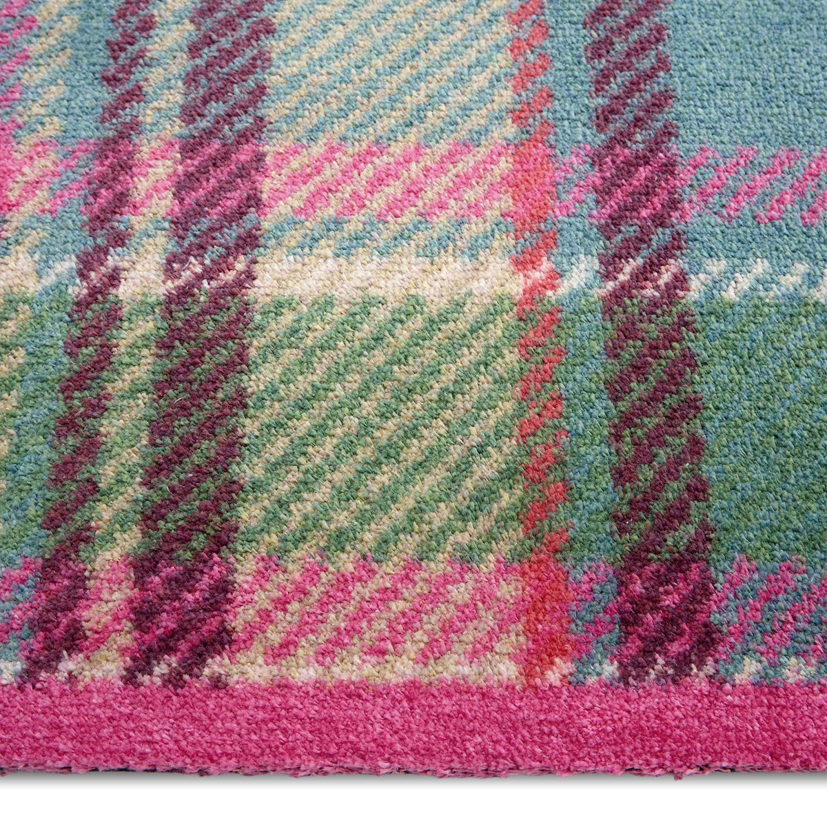 Tartan Pink\Green Detail- Made from 100% recycled cotton featuring a pink and green tartan pattern.