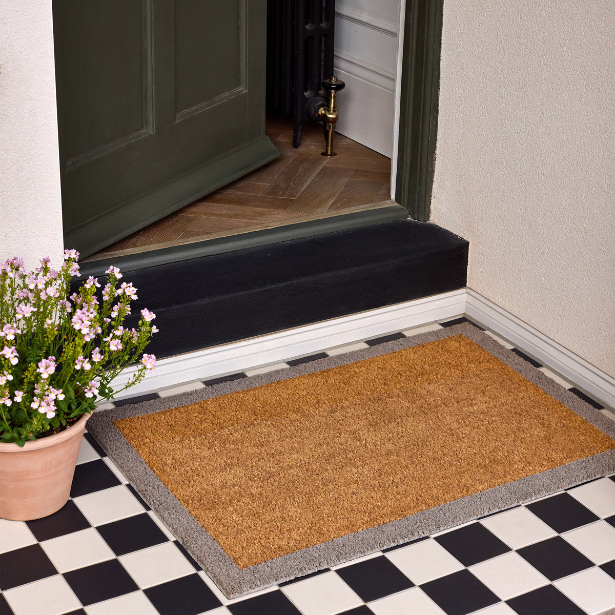 My Mat Printed Coir Border Taupe