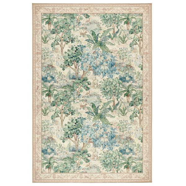 Sanderson By Highgrove x Hug Rug Eco-Washable The Stumpery Fern Rug with a nauture inspired pattern. 