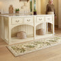 Sanderson By Highgrove x Hug Rug Eco-Washable The Stumpery Lichen Runner with a nature inspired pattern, styled on wooden flooring.