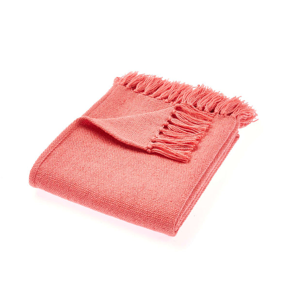 Hug Rug Woven Plain Throw Coral Pink