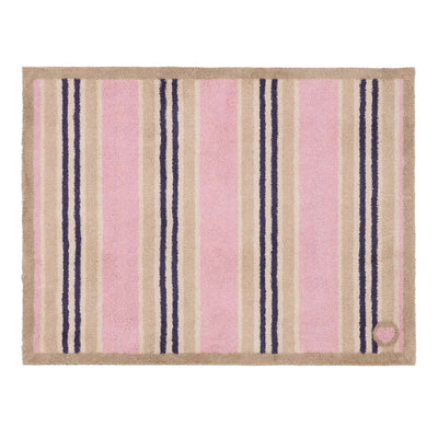 Timeless Stripe Blush Doormat- 100% recycled cotton doormat featuring a pink and beige striped pattern.