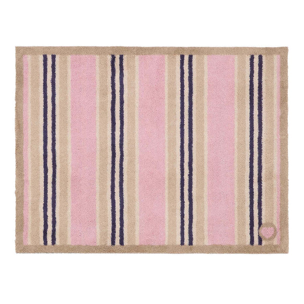 Timeless Stripe Blush Doormat- 100% recycled cotton doormat featuring a pink and beige striped pattern.