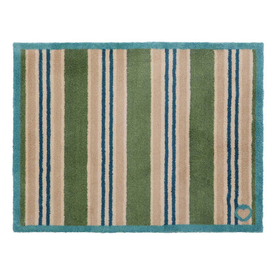Timeless Stripe Green Doormat- 100% recycled cotton doormat featuring beige, green and blue stripes.