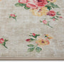 Vintage Rose Natural Rug- 100% recycled content rug featuring white and yellow roses.