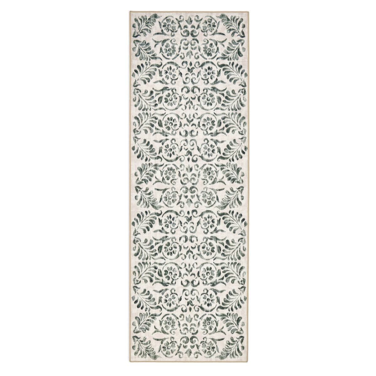 Hug Rug Eco-Washable Vintage Scroll Green