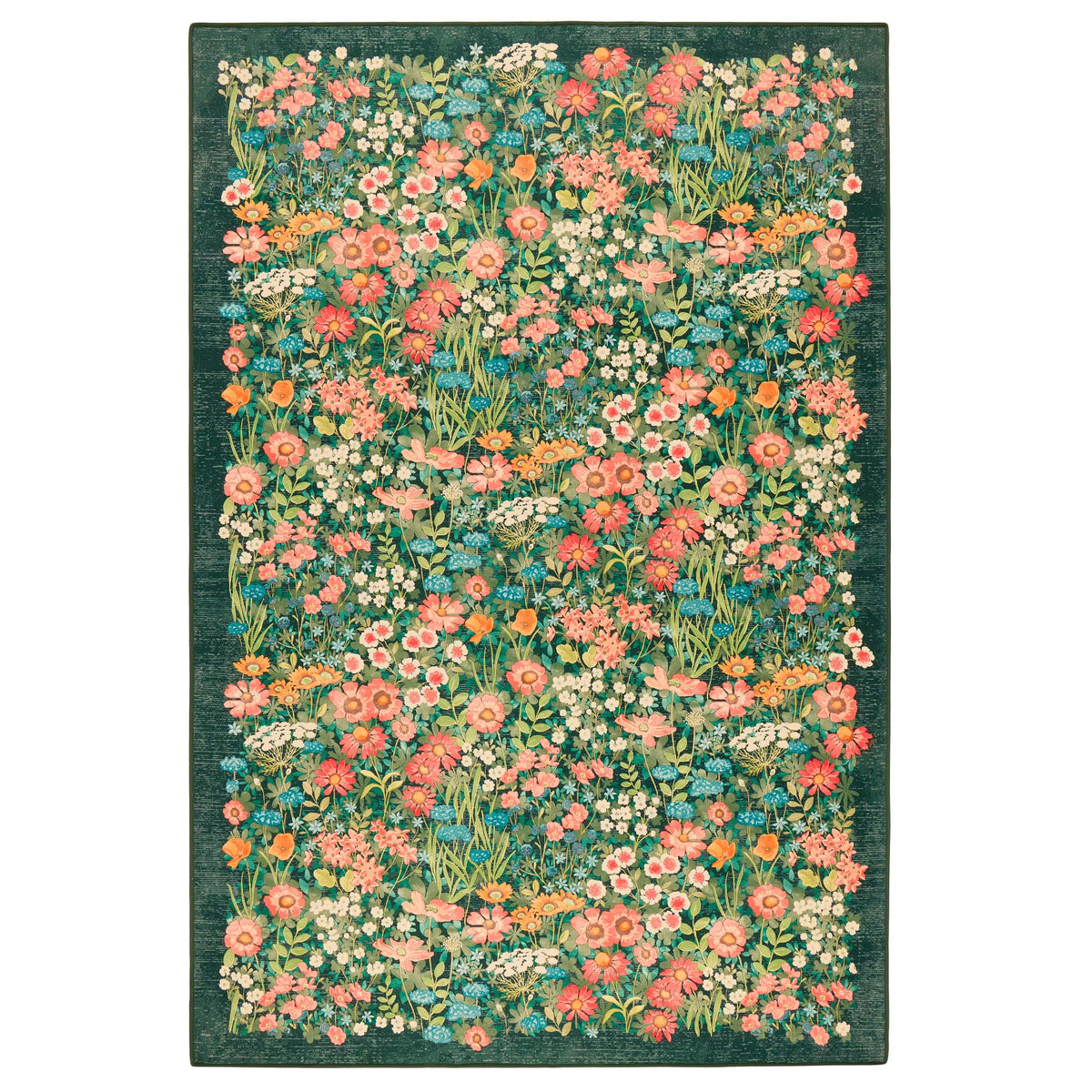 Hug Rug X Graham & Brown Wallflower Emerald Eco-washable