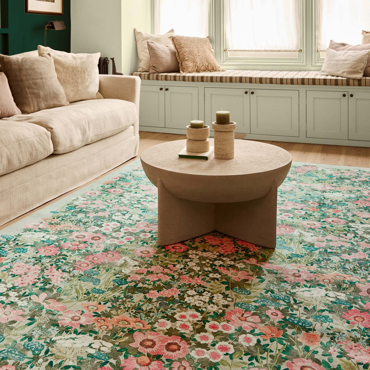 Hug Rug X Graham & Brown Wallflower Sage Eco-Washable