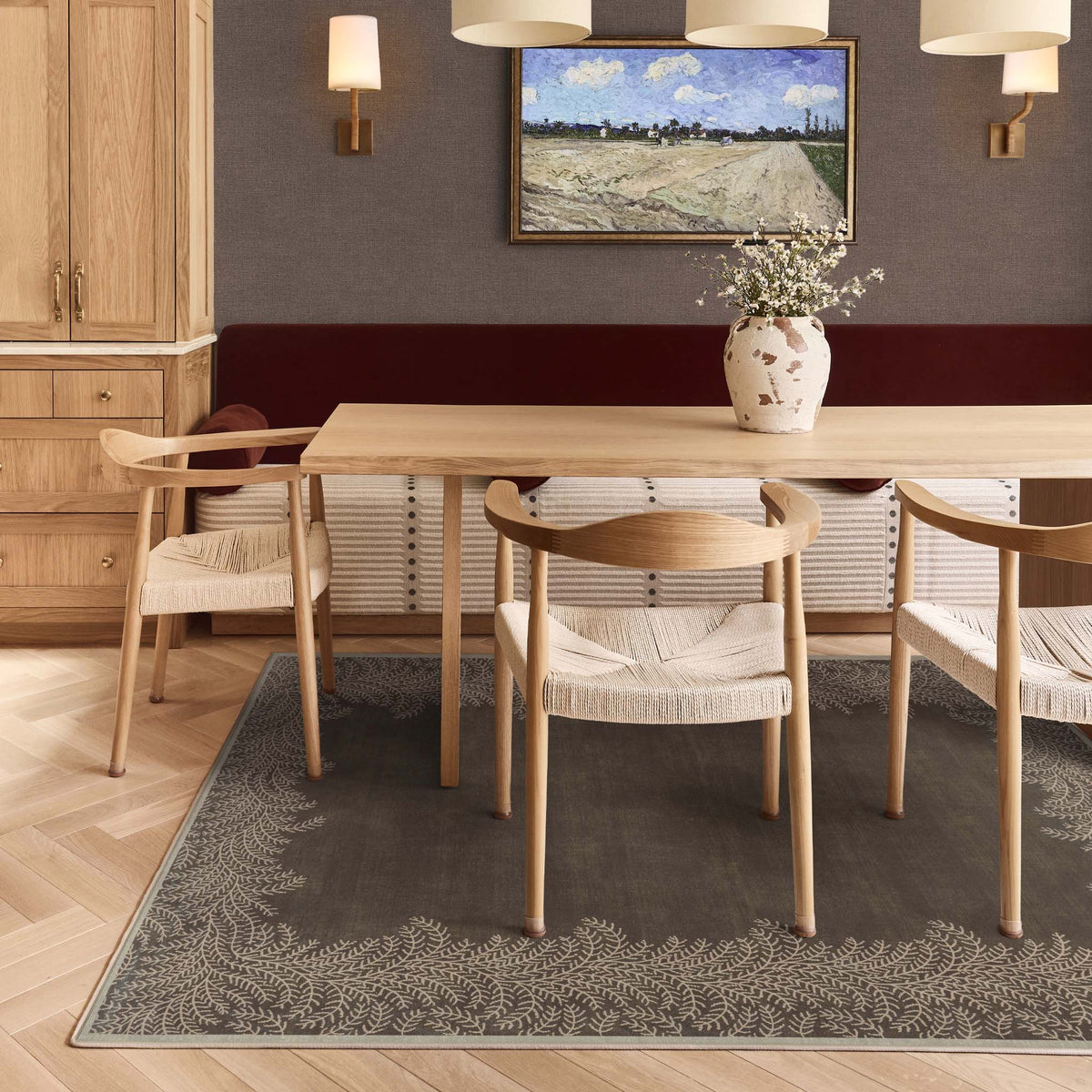 Hug Rug X Graham& Brown Whispering Fern Mocha Eco-Washable