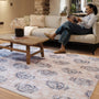 Hug Rug Eco-Washable Woodblock Paisley Blue- 100% recycled content rug featuring a blue paisley pattern.