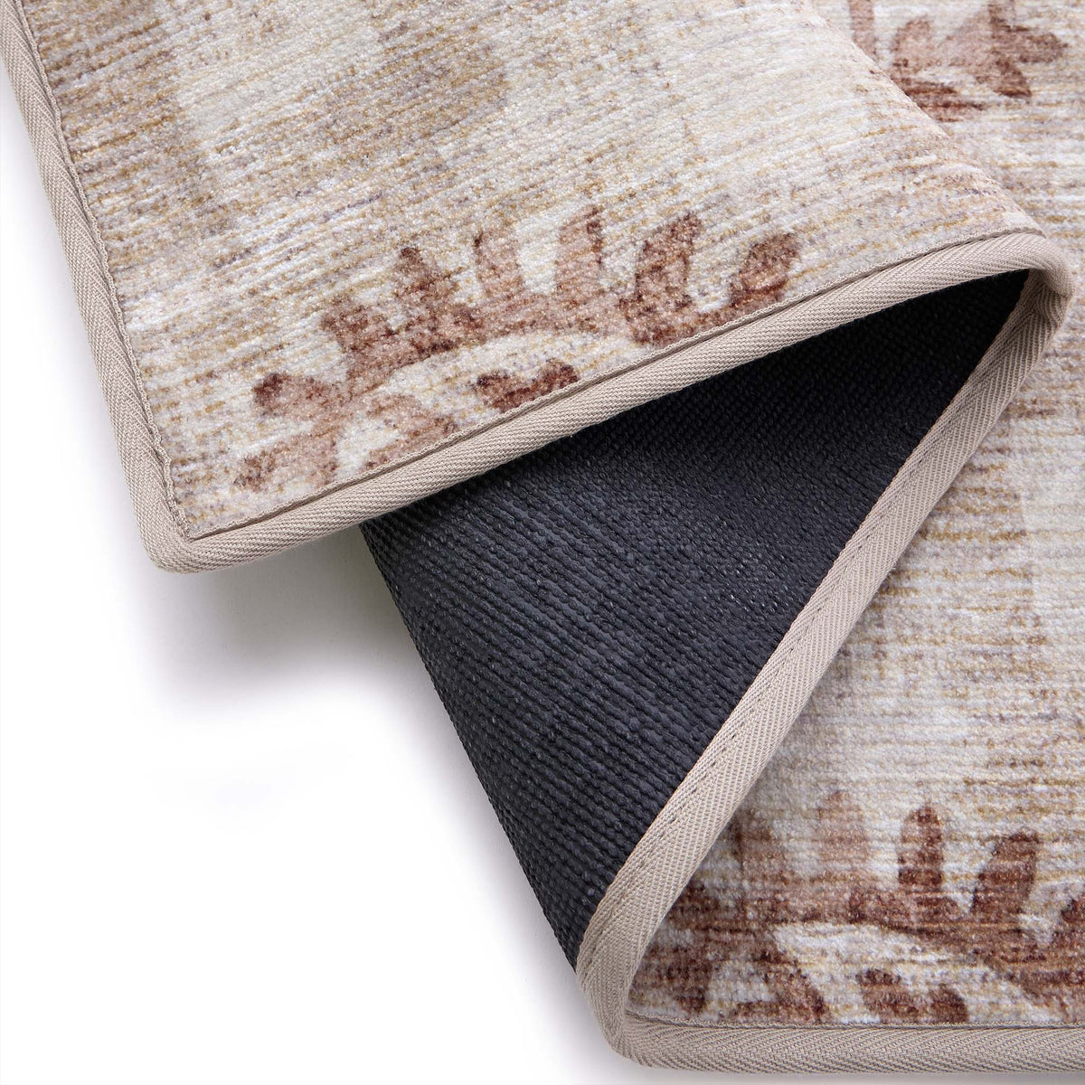 Hug Rug Eco-Washable Woodblock Paisley Rust- 100% recycled content runner featuring orange paisleys.