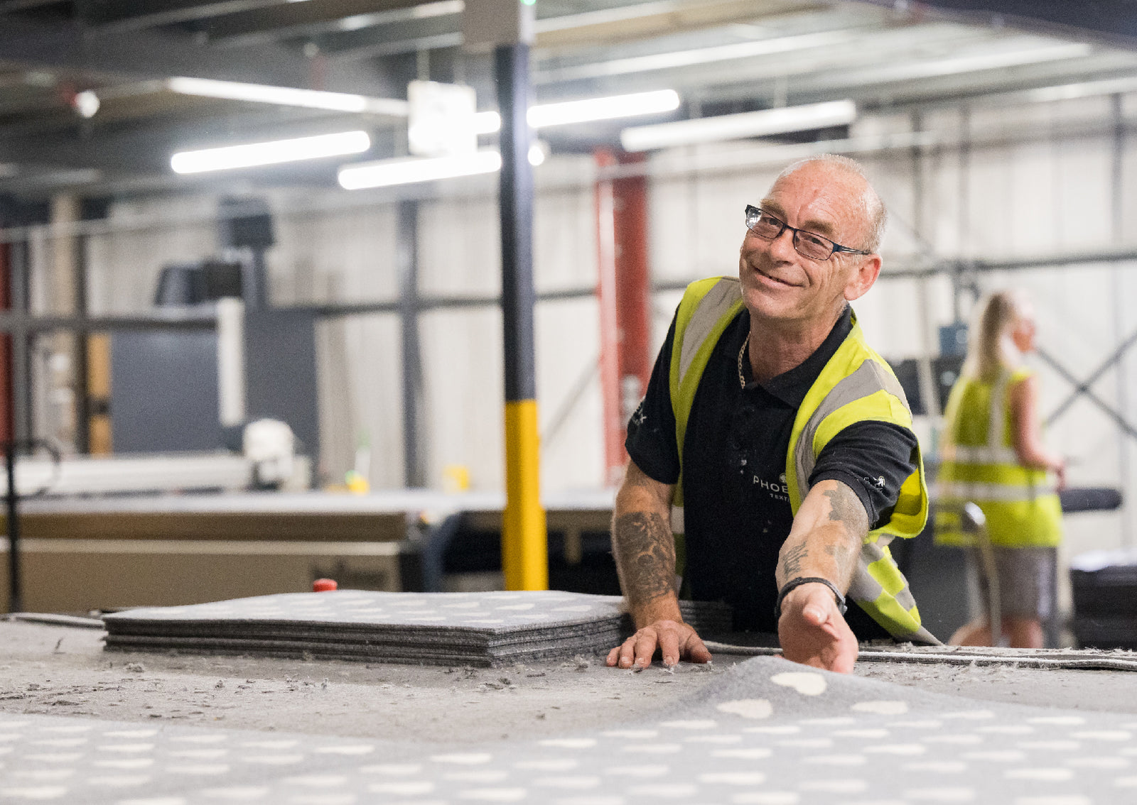 phoenox textiles employee working in the yorkshire mill