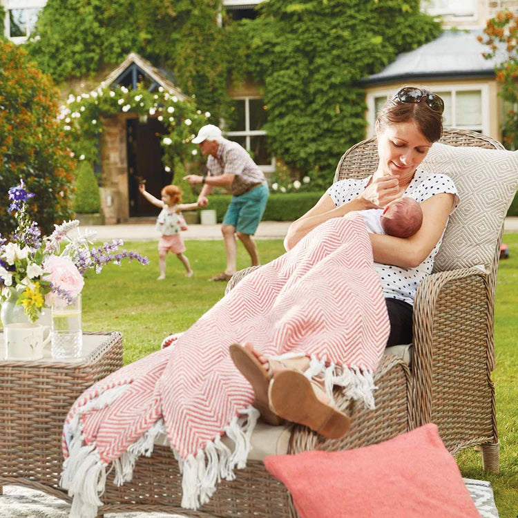 Hug Rug Woven Herringbone Throw Coral Pink - Phoenox Textiles