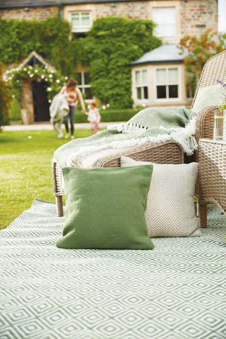 Hug Rug Woven Diamond Rug Dark Green