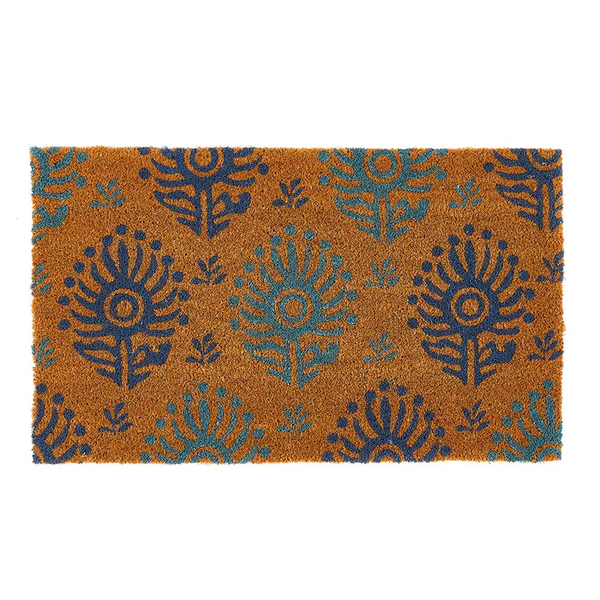 My Mat Printed Coir Ikat Blues Doormat