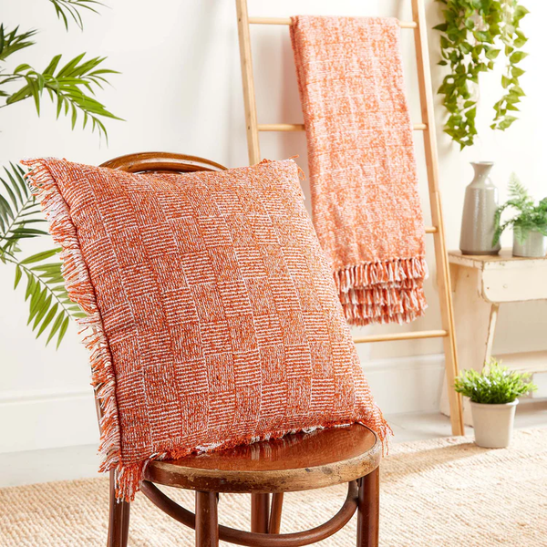 Hug Rug Woven Cross Hatch Cushion Rust 45X45