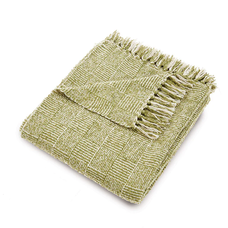 Hug Rug Woven Cross Hatch Throw Green 130X150 - Phoenox Textiles