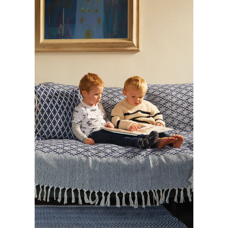 Hug Rug Woven Trellis Throw Navy