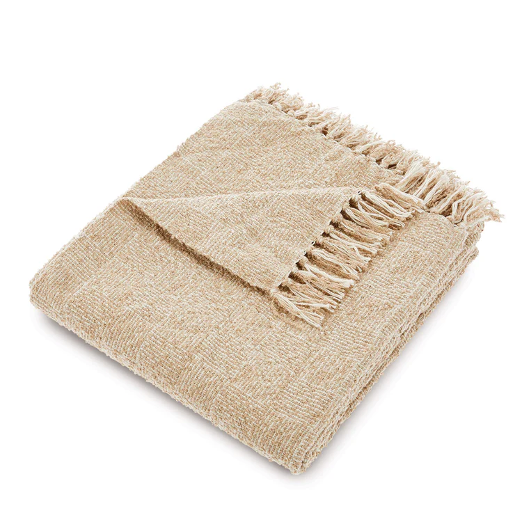 Hug Rug Woven Cross Hatch Throw Beige 130X150