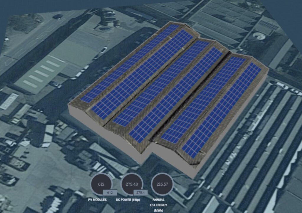 Visualisation of new solar panels installation at Pheonox Textiles mill in West Yorkshire